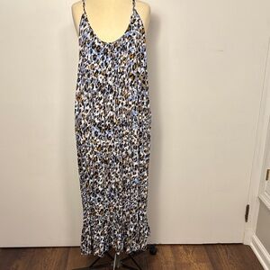 Leopard Print Maxi Dress with adjustable straps and pockets. sz XXXL